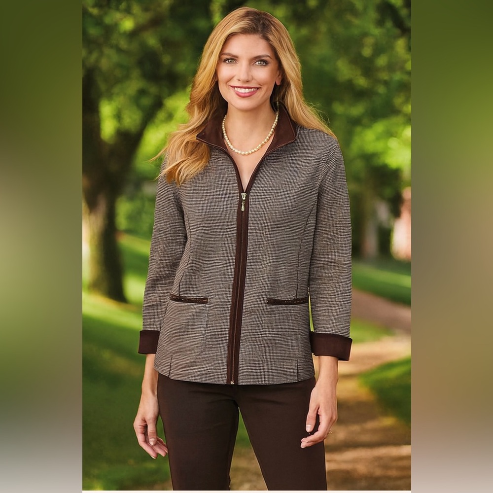 La Madona Tailored Zip Jacket – Size XL Classic & Elegant